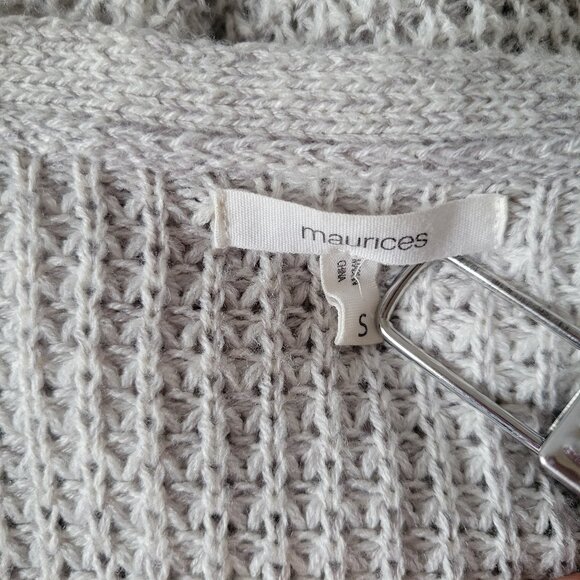 Maurices Open Front Knit Cardigan Sweater w/ Fringe Detail, Women’s S, Gray - Picture 6 of 9
